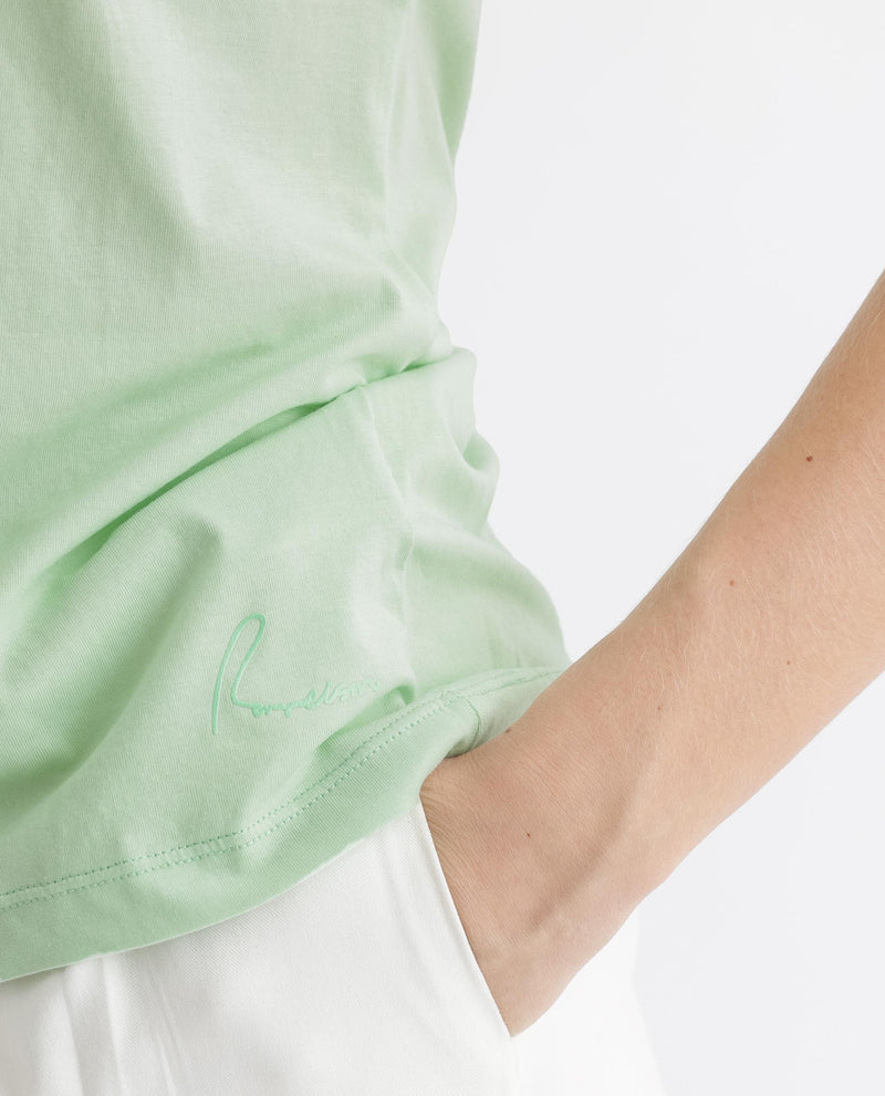 Rareism Women'S Debra Green Cotton Fabric Regular Fit Half Sleeves Solid Crew Neck T-Shirt