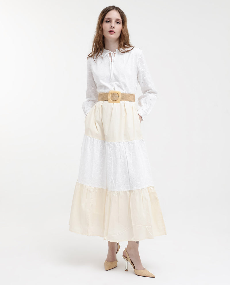 Rareism Women'S Deccan Beige Cotton Full Sleeve Collared Maxi Dress