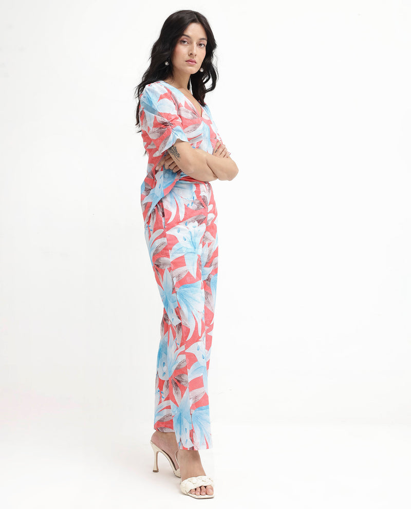 Rareism Women'S Housto-B Pink Cotton Fabric Regular Length Trouser