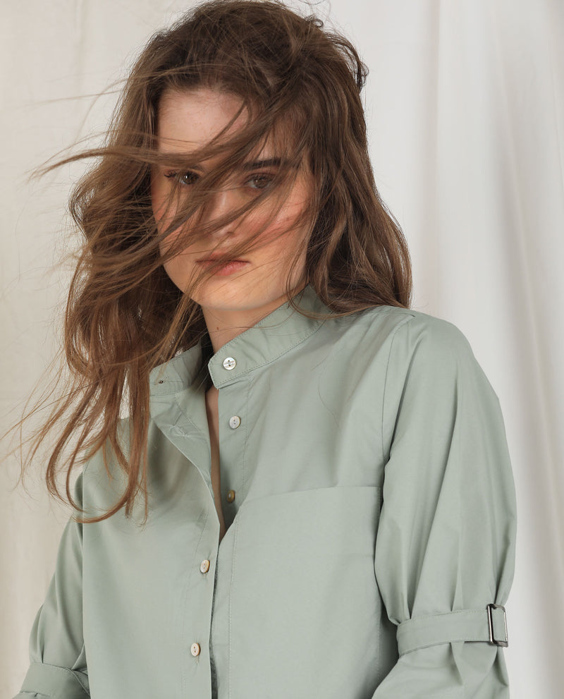 Rareism Women'S Sendai Light Green Poly Lycra Fabric Regular Fit Collared Neck 3/4Th Sleeves Solid Top