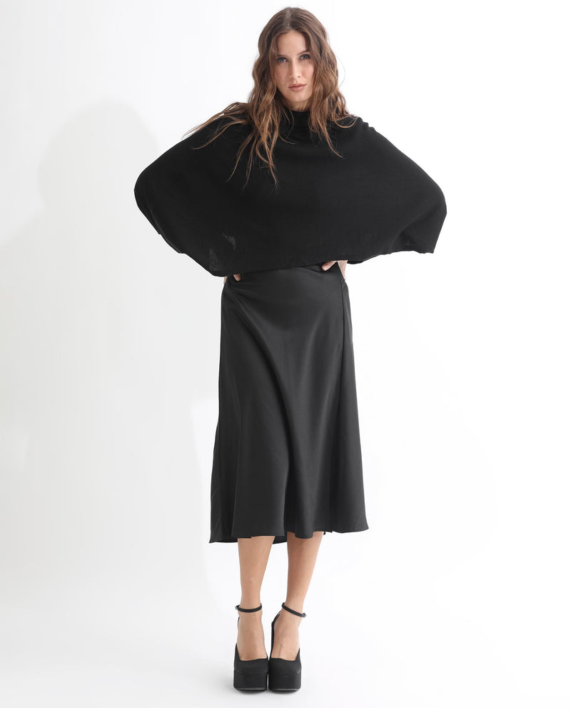 Rareism Women'S Modem Black Cotton Fabric Full Sleeves Regular Fit Solid High Neck Sweater