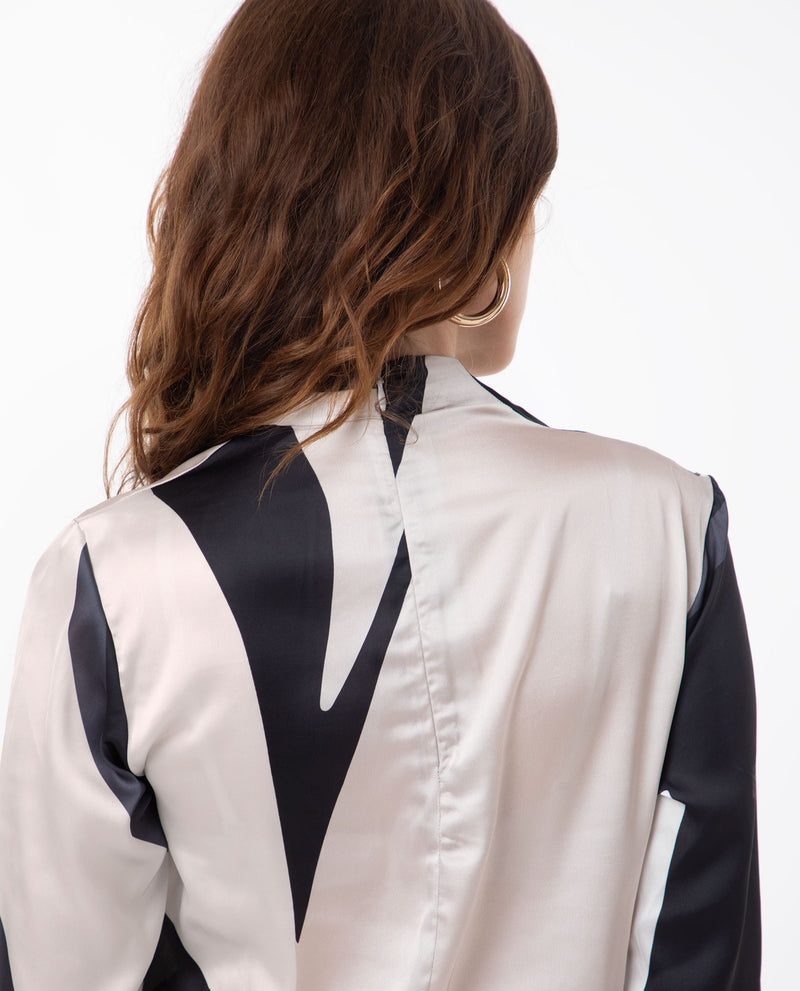 Rareism Women'S Saatgan Multi Polyester Fabric Regular Fit Cowl Neck Full Sleeves Abstract Print Top