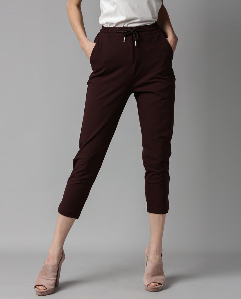 LOCOMOTE- STRETCH STRAIGHT FIT WOMEN'S TROUSER - MAROON
