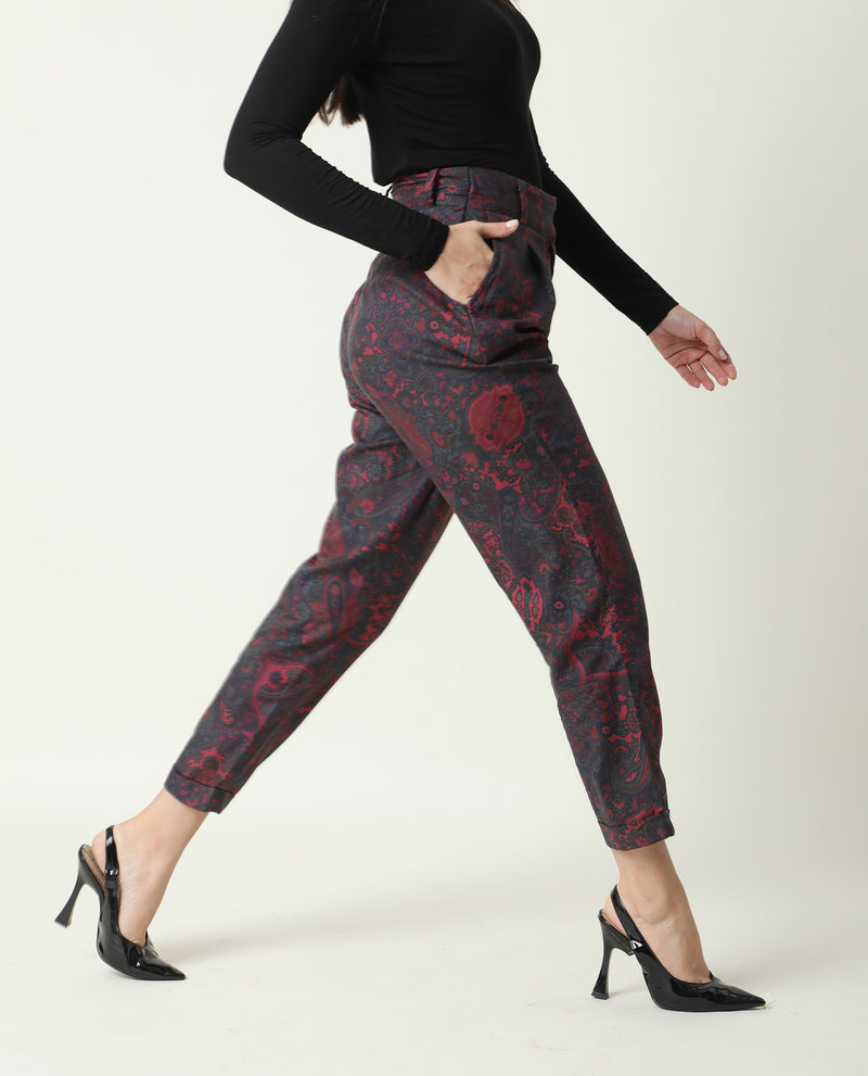CROMA -WOMENS PRINTED TROUSERS -PINK