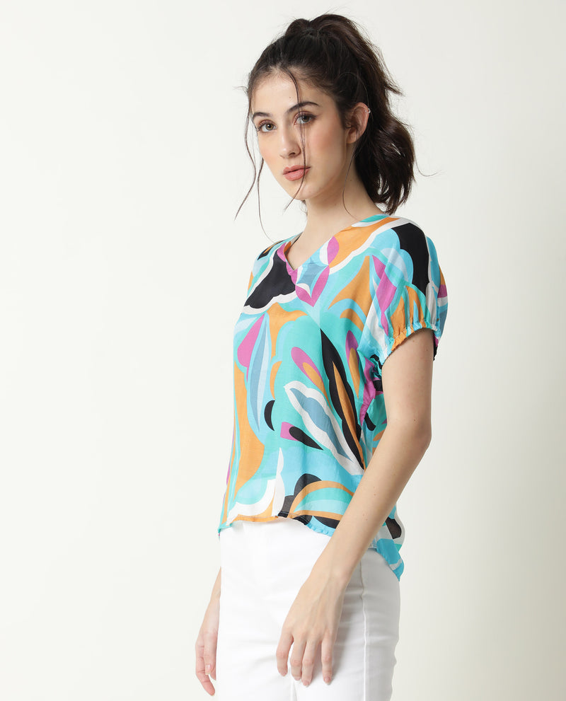 SILK ABSTRACT PRINT  STATEMENT TOP