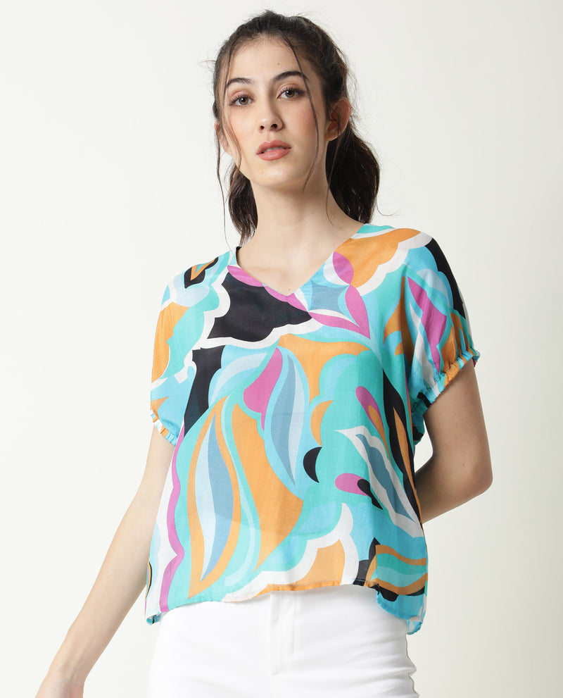 SILK ABSTRACT PRINT  STATEMENT TOP