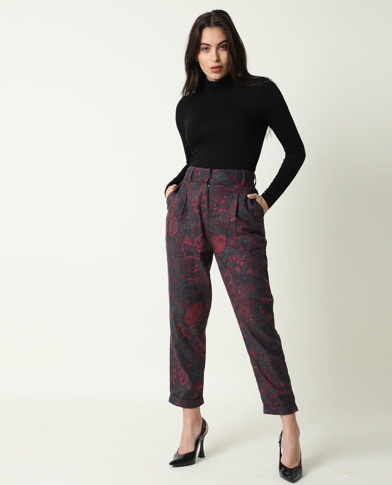 CROMA -WOMENS PRINTED TROUSERS -PINK