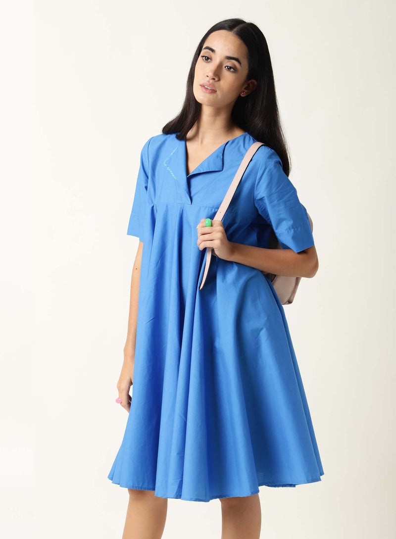 ARRAY-WOMENS SOLID DRESS-BLUE