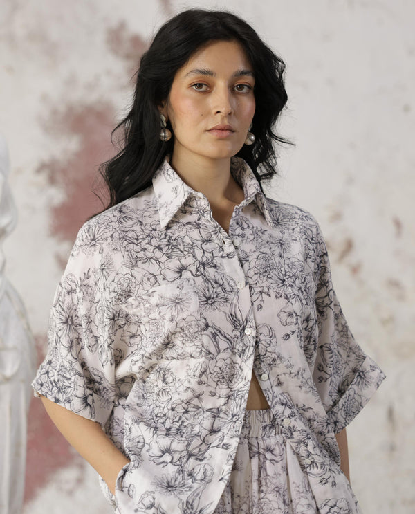RESORT-STYLE BOXY SHIRT IN DOUBLE CLOTH FABRIC