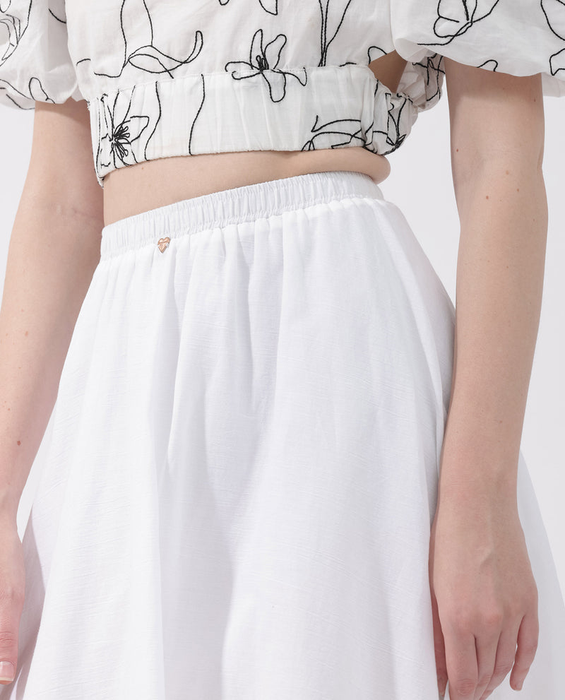Rareism Women'S Alina White Cotton Fabric Regular Fit Plain Midi Skirt