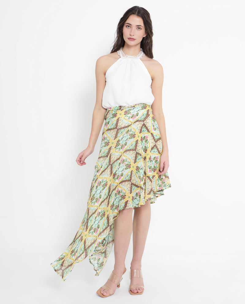 Rareism Women'S Archibal-B Multi Rayon Fabric Abstract Print Regular Skirt
