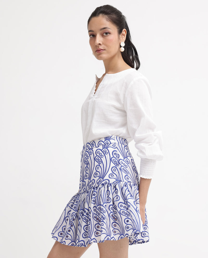 Rareism Women'S Asami Blue Schiffli Mini Skirt 