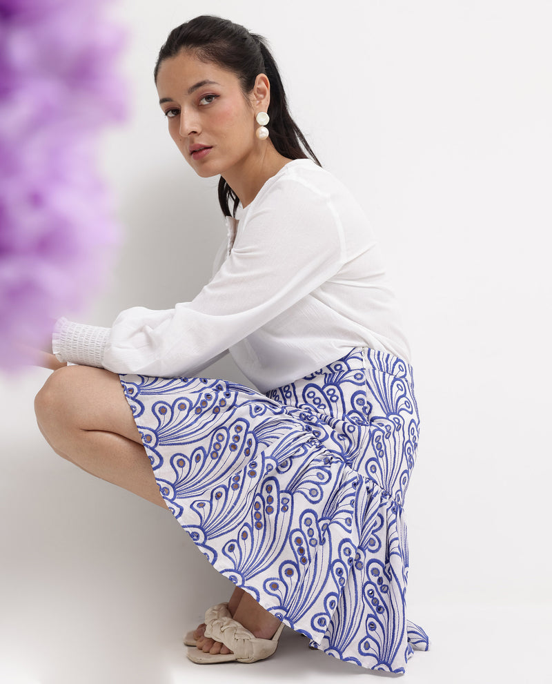 Rareism Women'S Asami Blue Schiffli Mini Skirt 