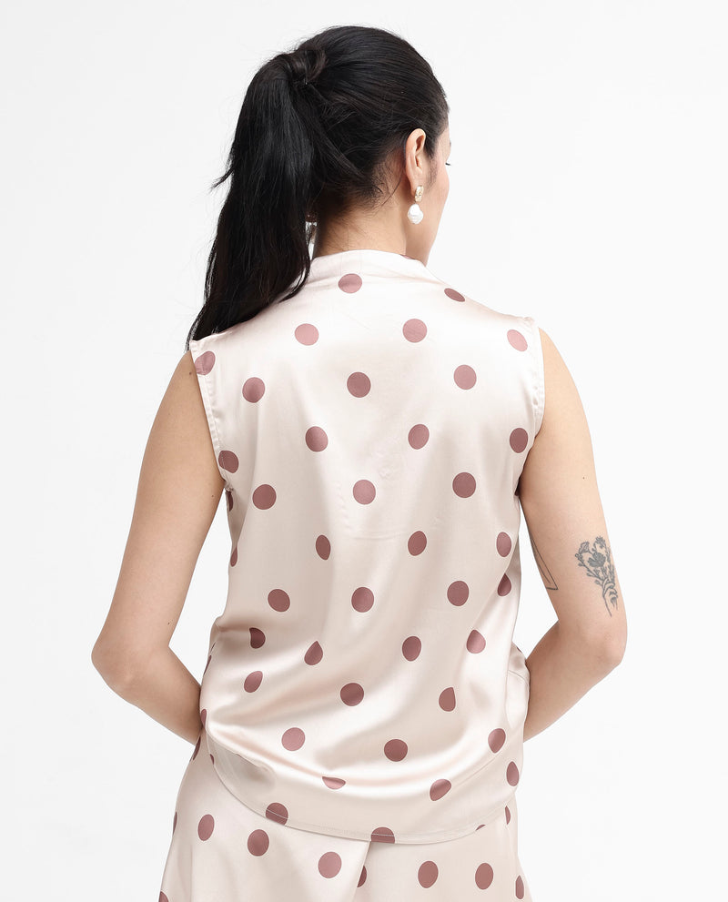 Rareism Women'S Berdo-T Beige Cotton Poly Fabric Short Sleeve V-Neck Button Closure Floral Print Slim Fit Top