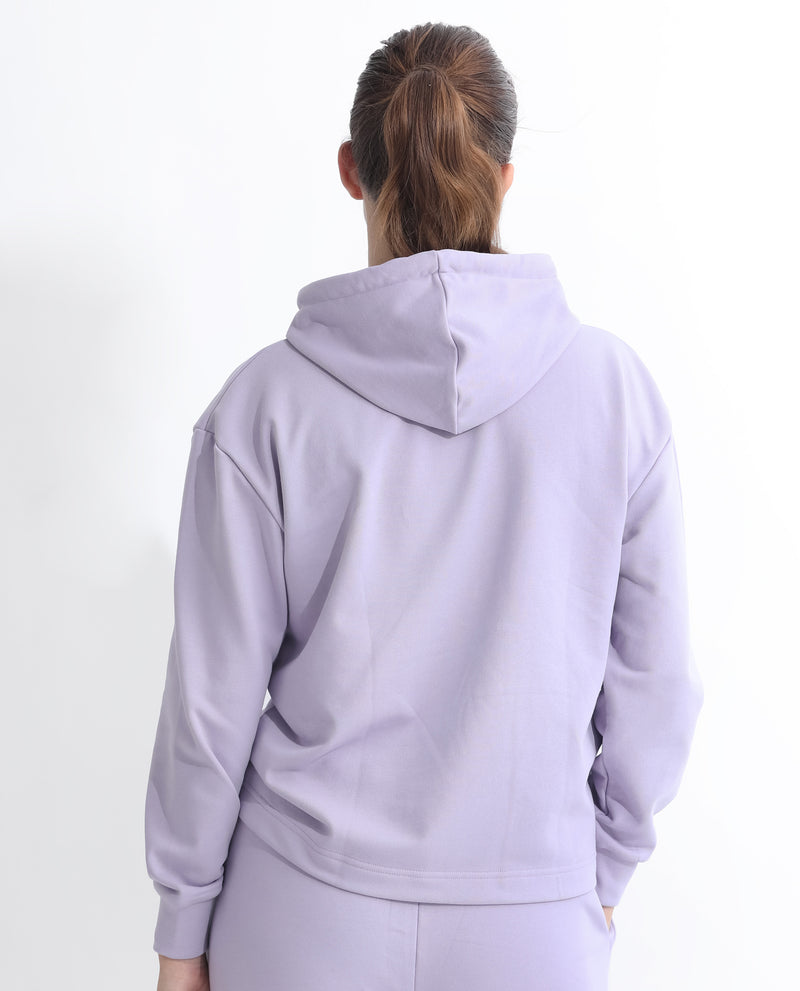 Rareism Articale Women'S Blacher Pastel Purple Poly Cotton Fabric Full Sleeves Hooded Regular Fit Graphic Print Sweatshirt