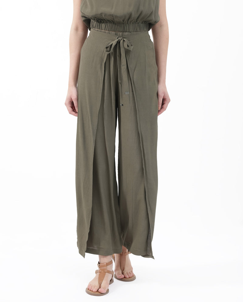 Rareism Women'S Effortless Resort Wrap-Style Flowy Trousers