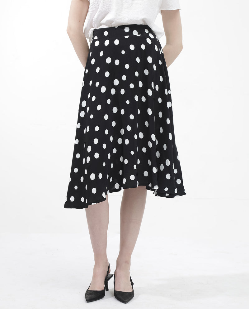 Rareism Women'S Chatton Black Polyester Fabric Print Ankle Length Skirt
