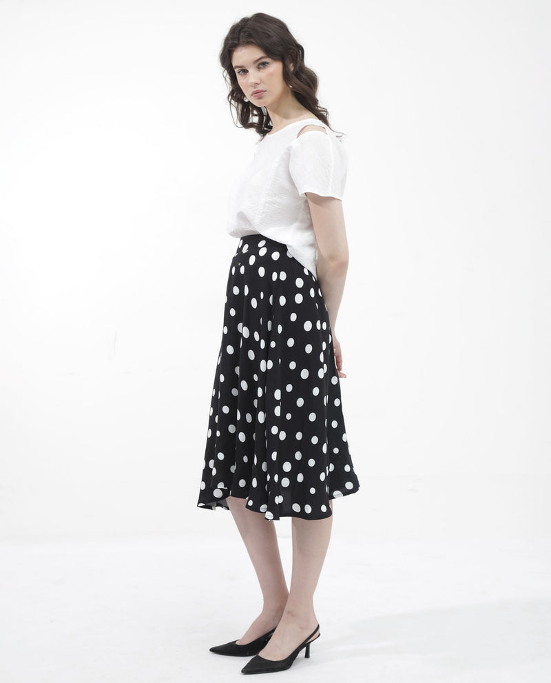 Rareism Women'S Chatton Black Polyester Fabric Print Ankle Length Skirt