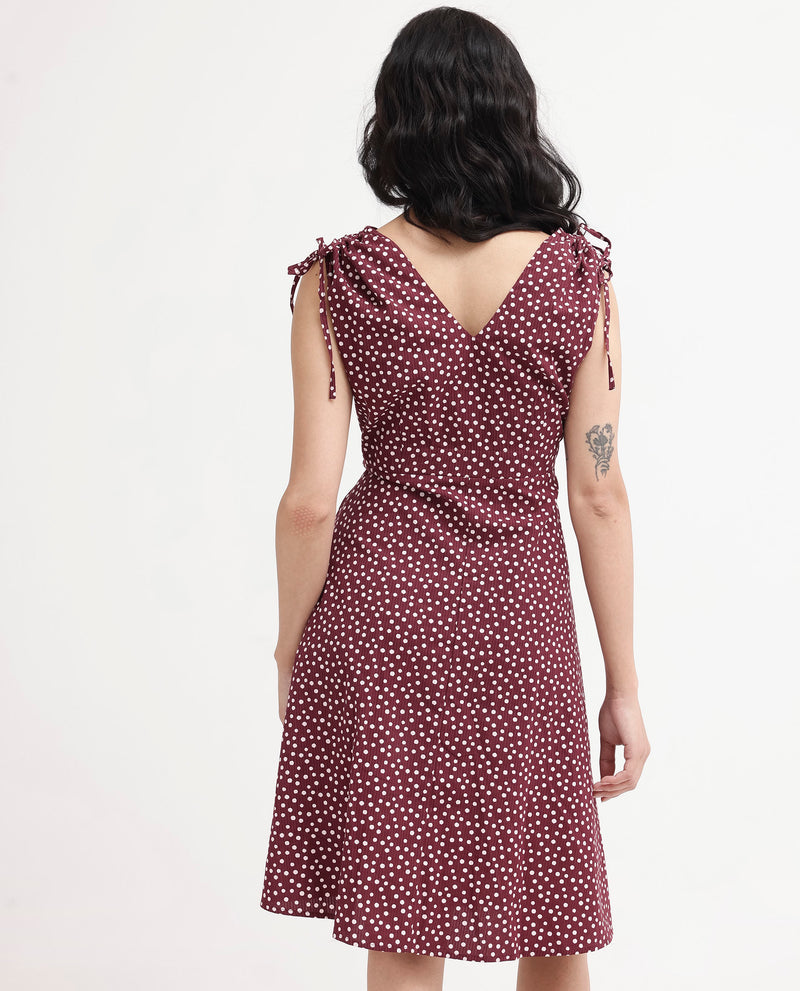 Rareism Womens Clarta Brown Dress Sleeveless Print Dress