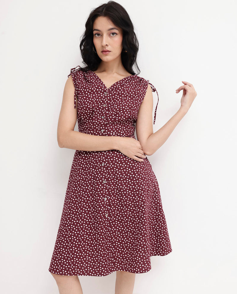 Rareism Womens Clarta Brown Dress Sleeveless Print Dress