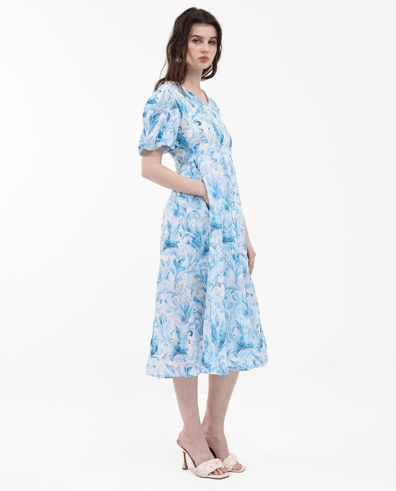 Rareism Womens Covan Light Blue Dress Short Sleeve Print