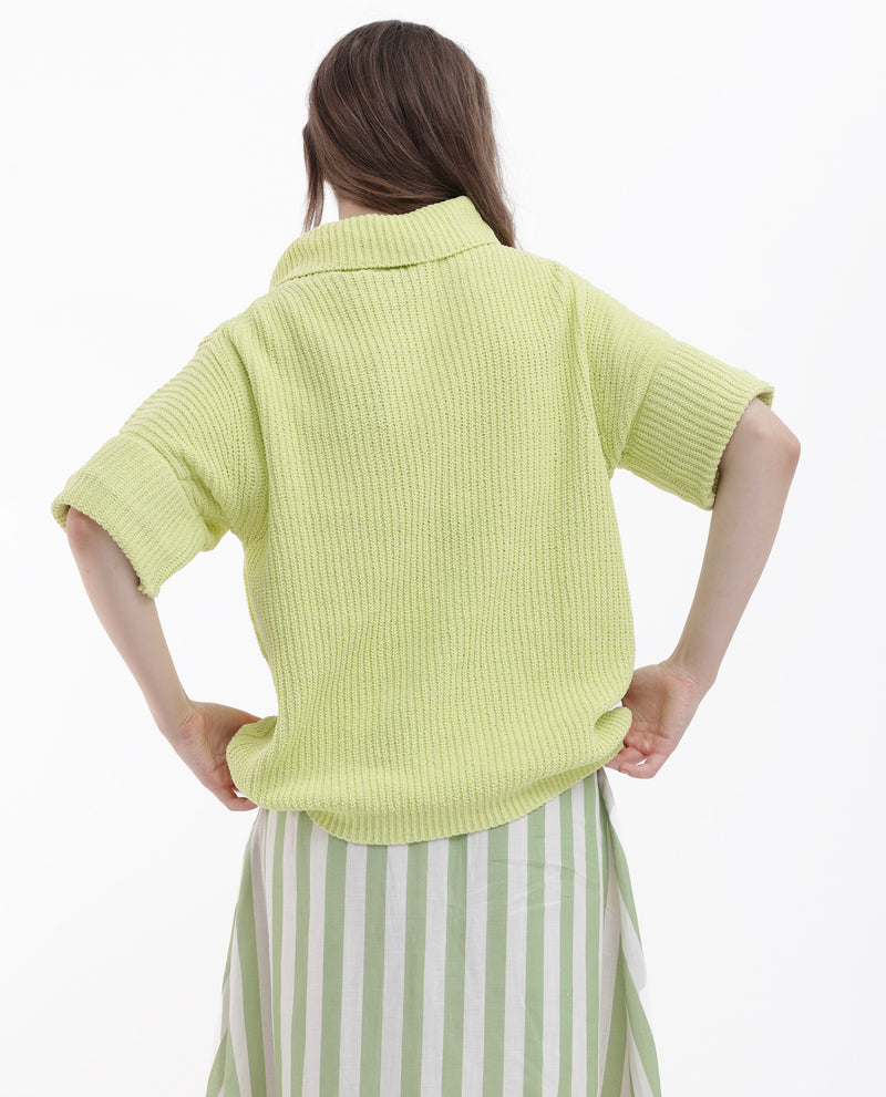Rareism Women'S Daffy 1 Flouroscent Yellow Sweater Cowl Neck