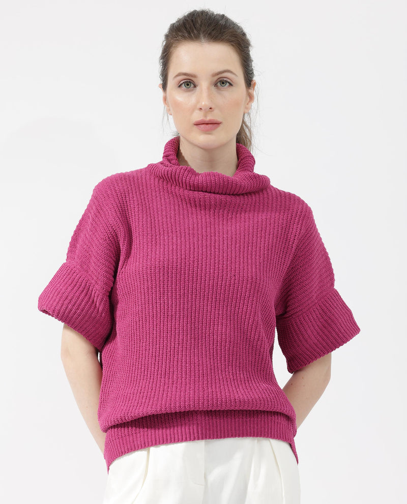 Rareism Women'S Daffy 1 Dark Pink Sweater Cowl Neck