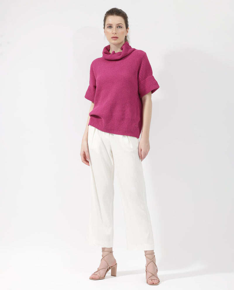 Rareism Women'S Daffy 1 Dark Pink Sweater Cowl Neck
