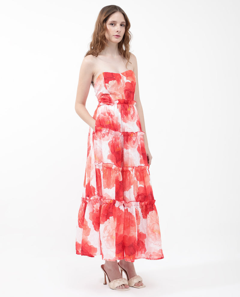 Rareism Womens Elma Pink Dress Noodle Strap Print