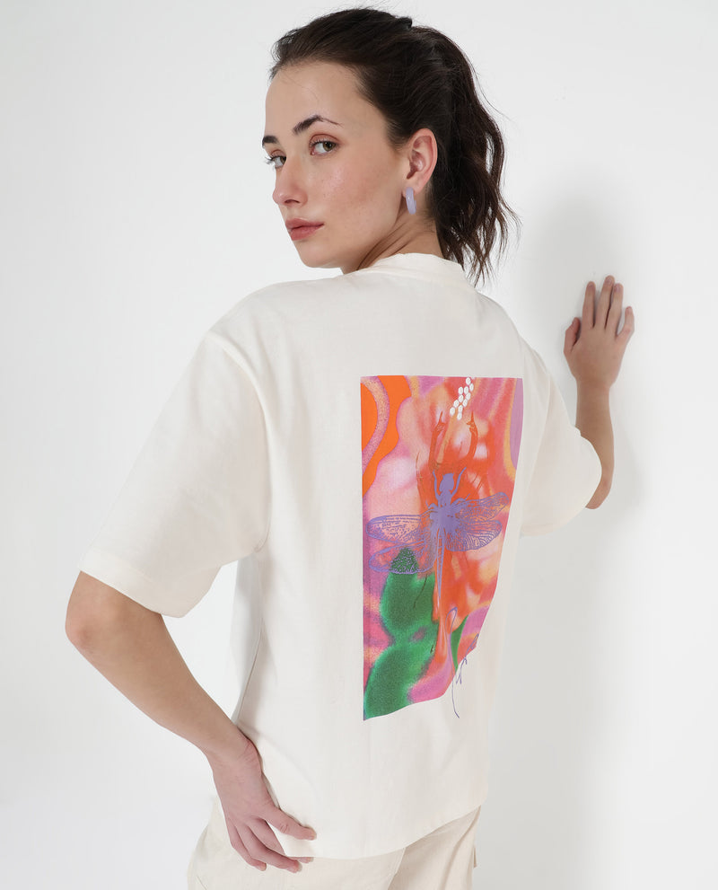 Rareism Women'S Enrique Off White Cotton Fabric Short Sleeve Crew Neck Solid T-Shirt