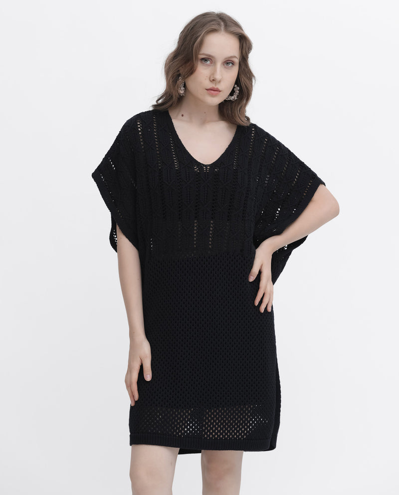 Rareism Womens Espantiago Black Dress V-Neck Solid