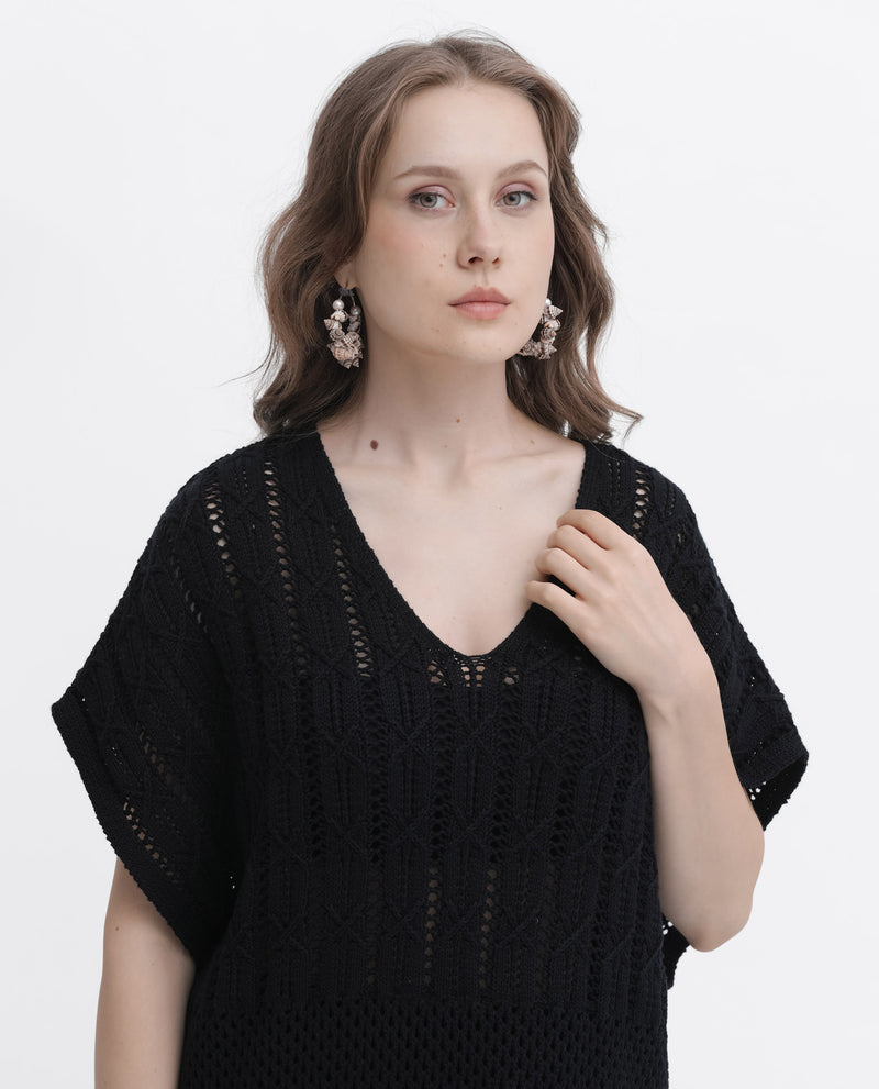 Rareism Womens Espantiago Black Dress V-Neck Solid