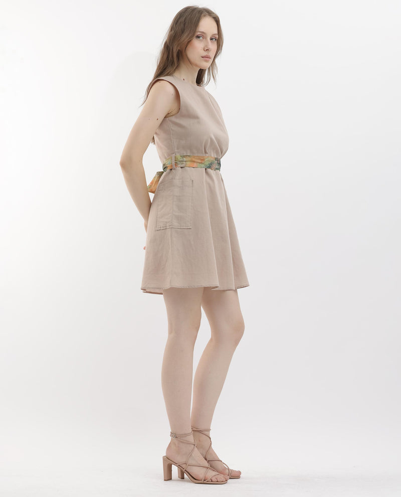 Rareism Womens Felix Light Beige Dress Sleeveless Solid