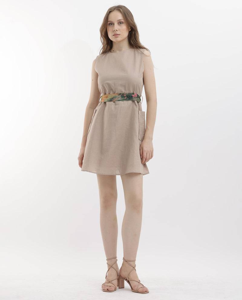 Rareism Womens Felix Light Beige Dress Sleeveless Solid