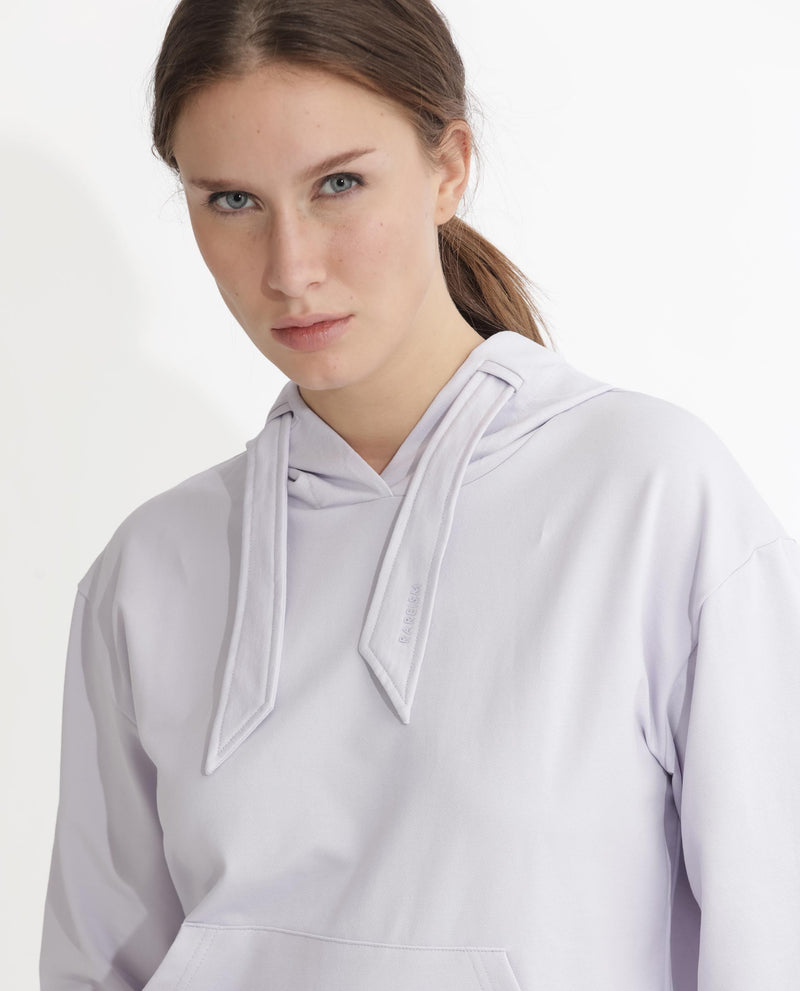Rareism Articale Women'S Flynn Pastel Purple Cotton Lycra Fabric Full Sleeves Hooded Regular Fit Plain Sweatshirt