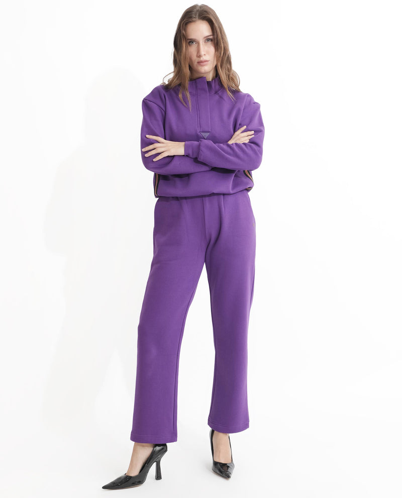 Rareism Articale Women'S Fronk Purple Poly Cotton Fabric Tailored Fit Plain Ankle Length Track Pant