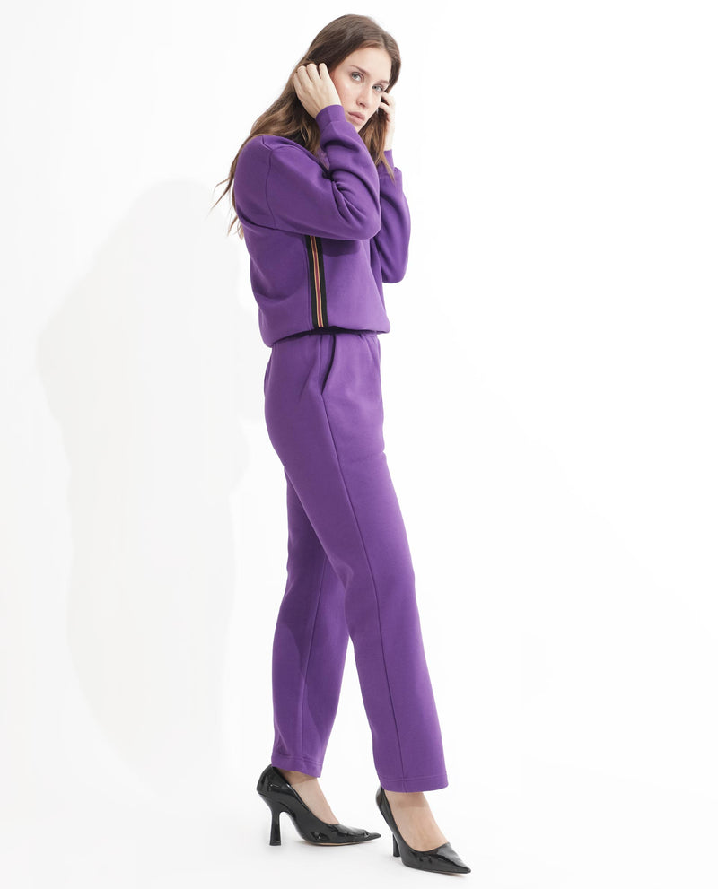Rareism Articale Women'S Fronk Purple Poly Cotton Fabric Tailored Fit Plain Ankle Length Track Pant