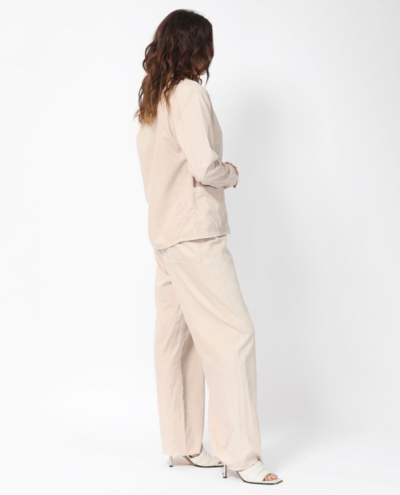 Rareism Women'S Genesis Beige Tencel Fabric Full Sleeves Solid Shirt Collar Jacket