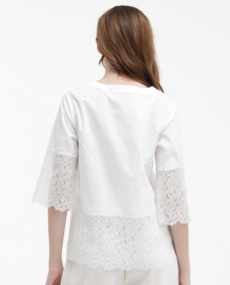 Rareism Womens Inna White Short Sleeve Embellished Top