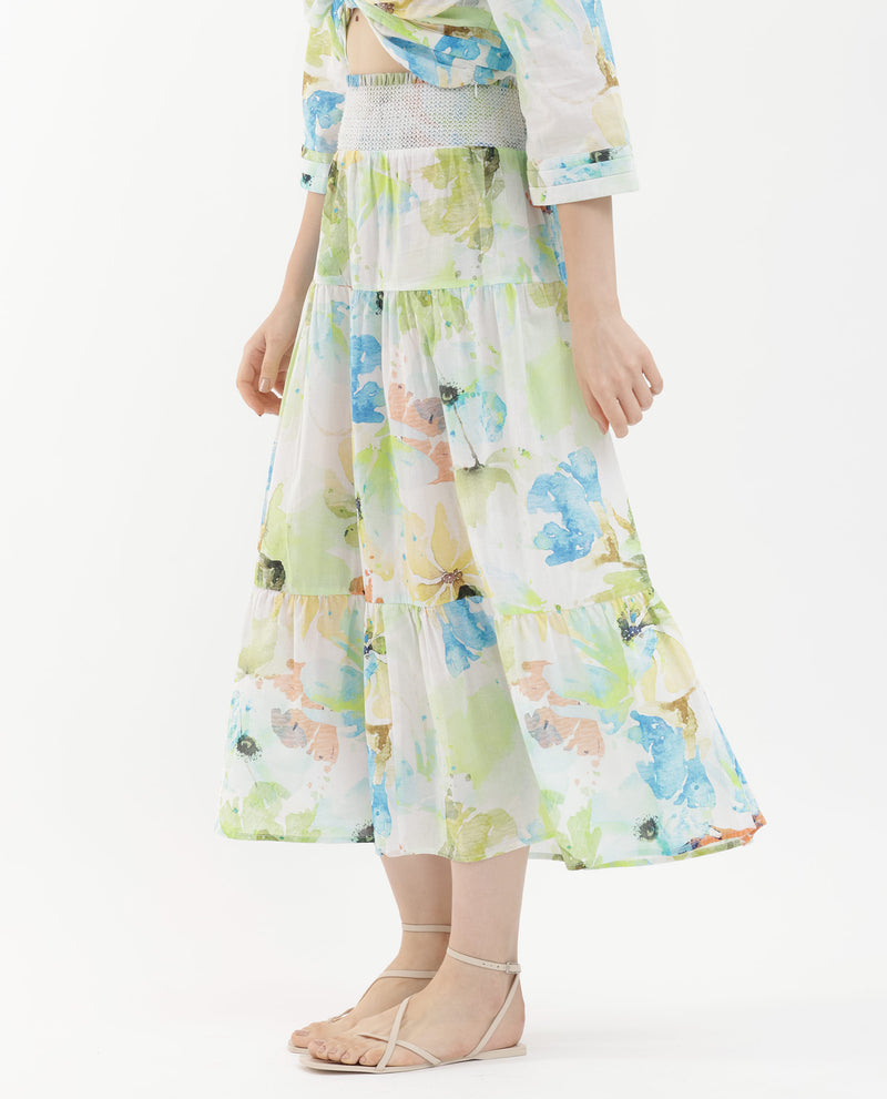 Rareism Women'S Irina Multi Cotton Fabric Regular Fit Abstract Print Maxi Skirt