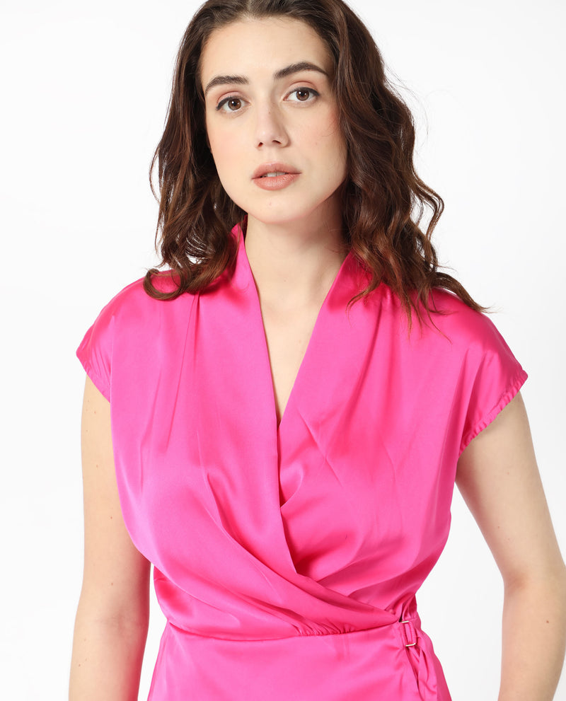 Rareism Women'S Jadak Pink Polyester Fabric Sleeveless Regular Fit Plain Top