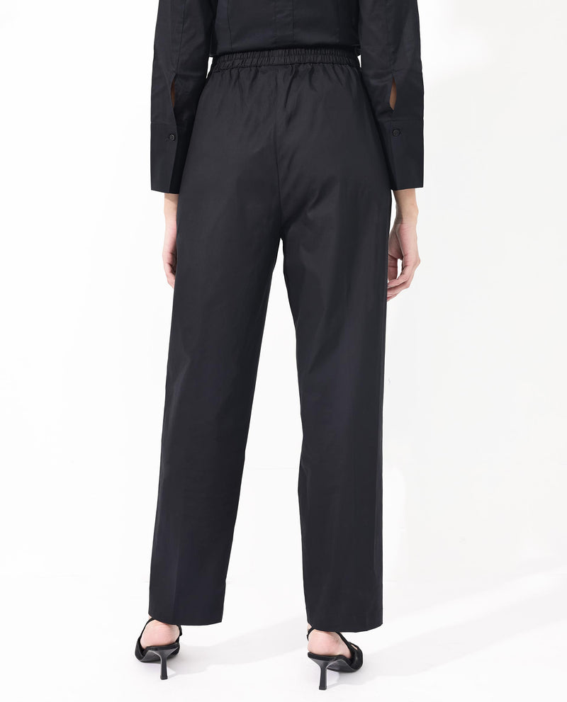 Rareism Women'S Juven Black Cotton Fabric Regular Length Trouser