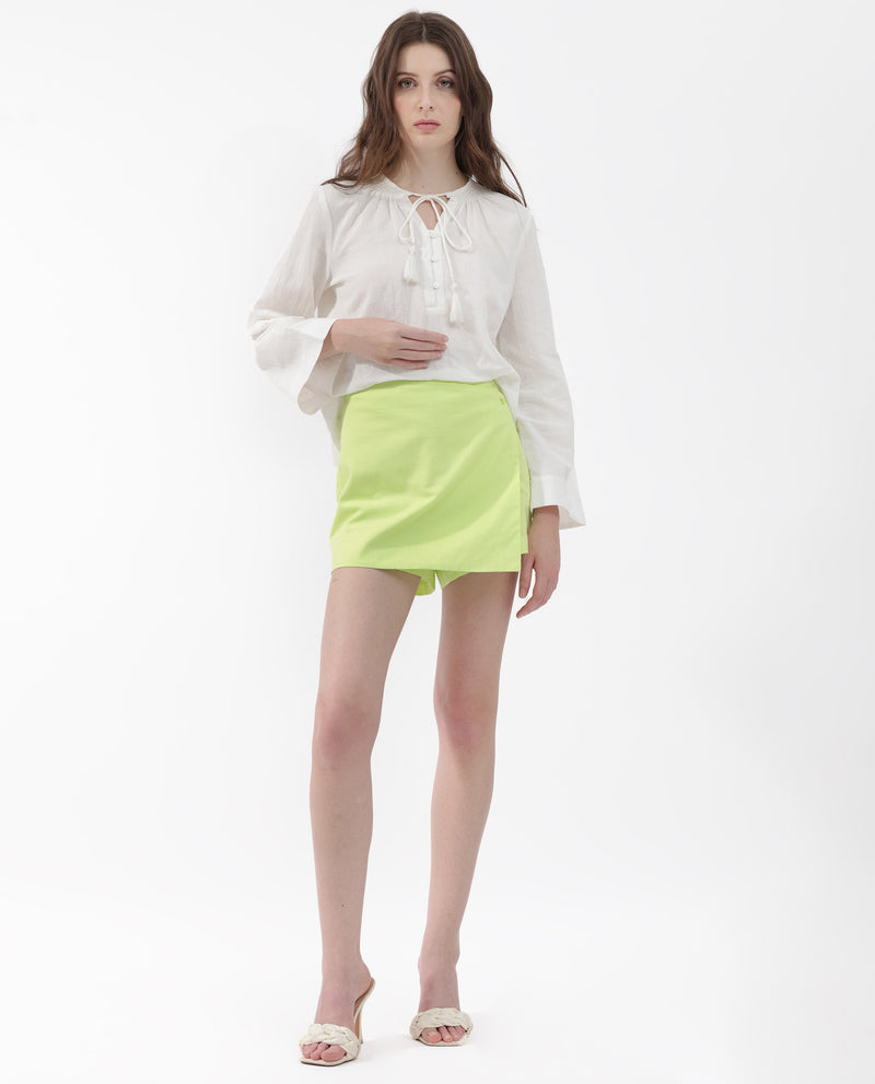 Rareism Womens Karine Flouroscent Green Skirt Cotton Dyed