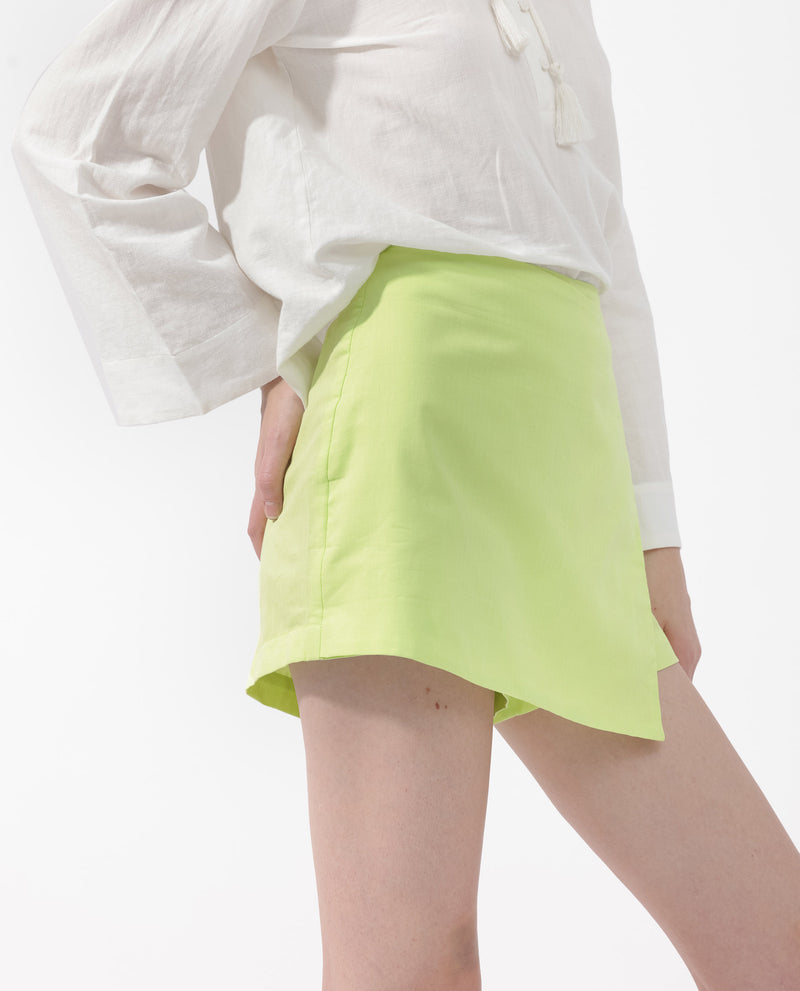 Rareism Womens Karine Flouroscent Green Skirt Cotton Dyed
