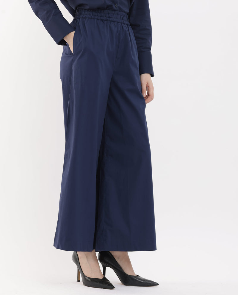 Rareism Women's Kofu Dark Navy Cotton Fabric Regular Length Trouser