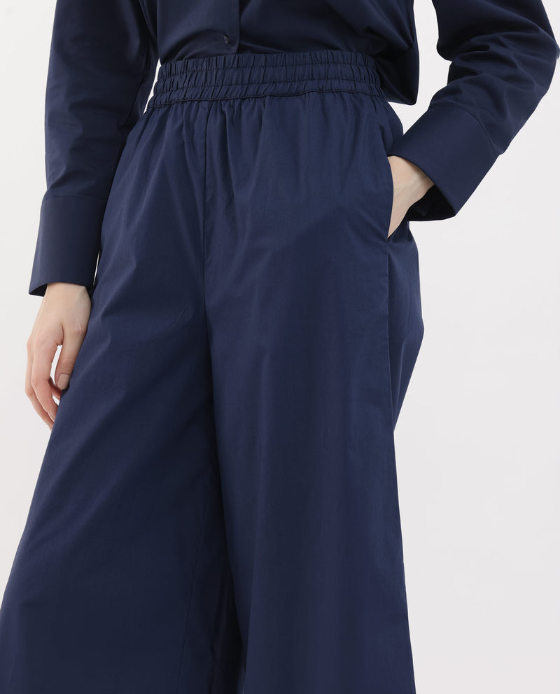Rareism Women's Kofu Dark Navy Cotton Fabric Regular Length Trouser