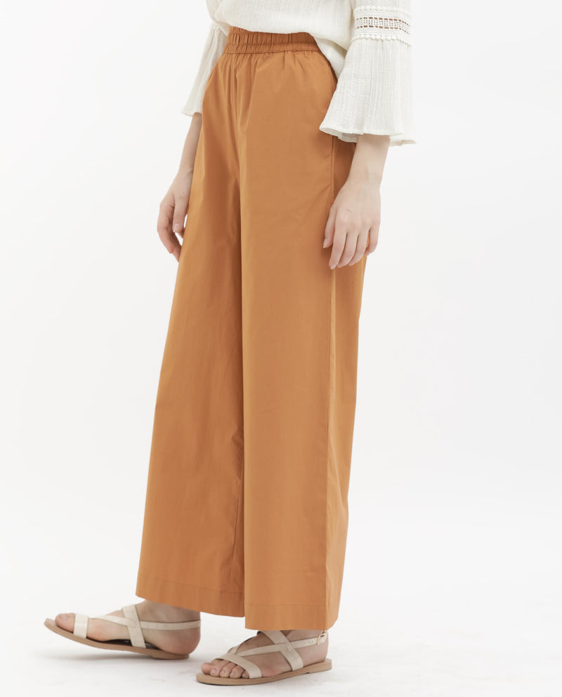 Rareism Women's Kofu Light Brown Cotton Fabric Tie-Up Closure Flared Fit Plain Ankle Length Trousers