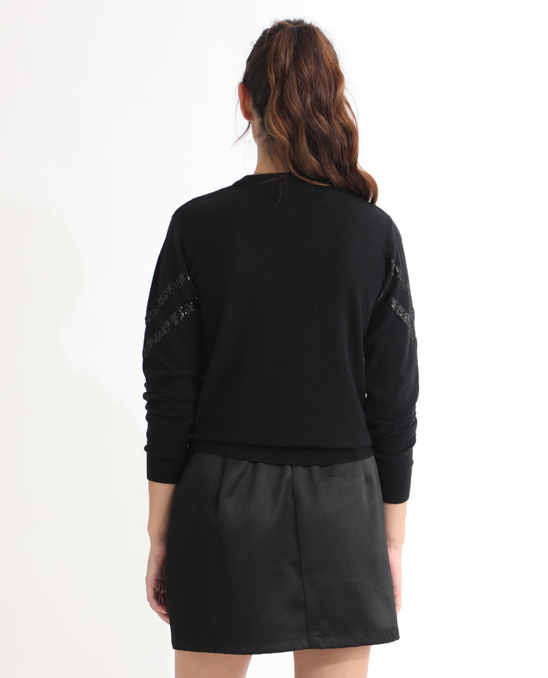 Rareism Women'S Warher Black Polyester Fabric Button Closure Regular Fit Plain Mini Skirt