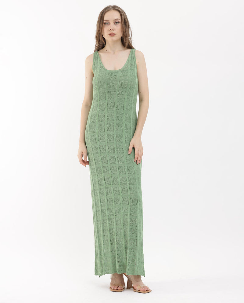 Rareism Womens Majoka Pastel Green Dress U-Neck Solid