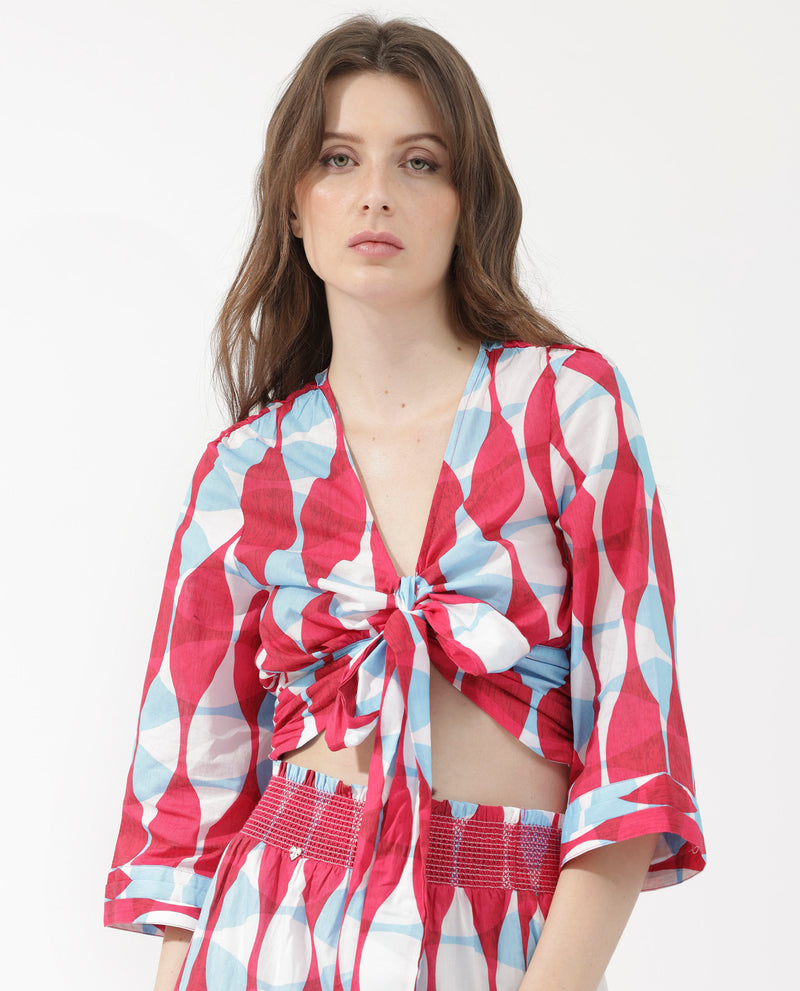ABSTRACT GEOMETRIC PRINT BRUNCH TOP